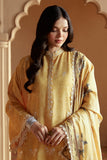 OCHRE TINT-3 PC LINEN EMBROIDERED SUIT