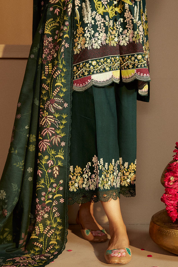 EMERALD FOREST-3 PC KHADDAR EMBROIDERED