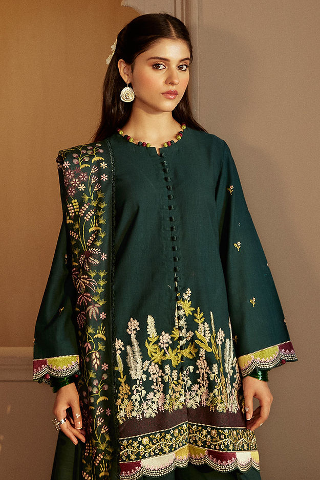 EMERALD FOREST-3 PC KHADDAR EMBROIDERED