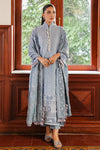 SERENITY BLUE-3PC SATIN EMBROIDERED SUIT