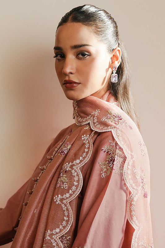 MYSTIC PINK-3PC SATIN EMBROIDERED SUIT