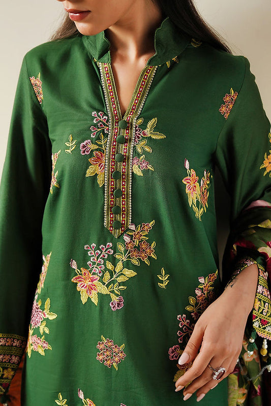 GREEN OASIS-3PC SATIN EMBROIDERED SUIT