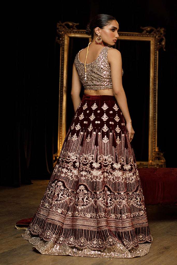 SEQUINS BLOUSE WITH VELVET LEHENGA Design Code: 8019