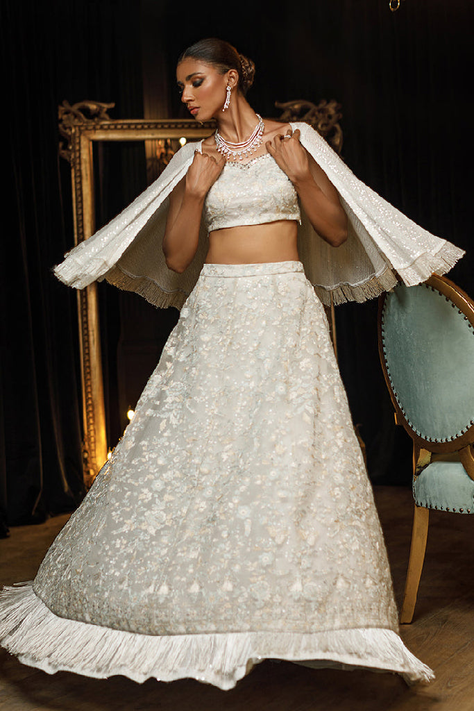 SEQUINS EMBROIDERED CAPE WITH EMBROIDERED LEHENGA